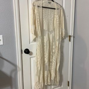Cream Boho long cardigan